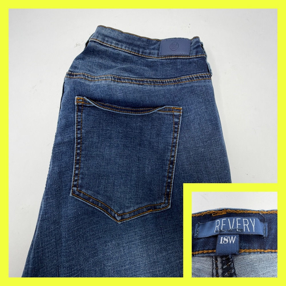 Revery 18W Flare Jeans Distressed‎ Mid Rise Stitch Fix Plus Size Denim Stretch